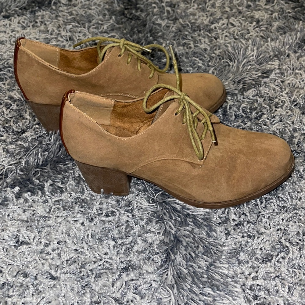 Brown suede booties
